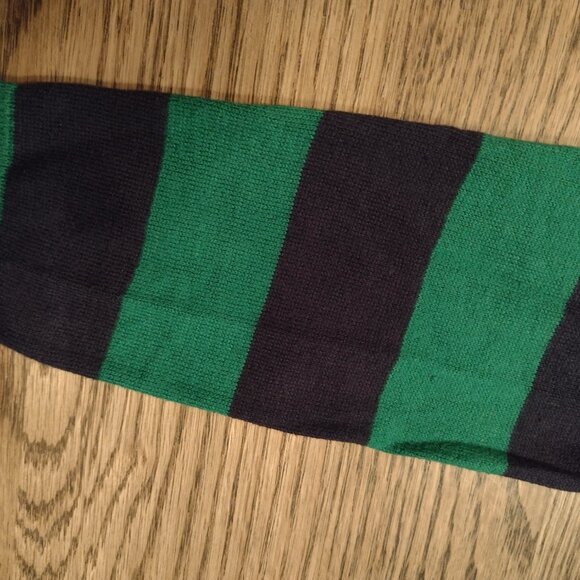 Outback Red Small Kelly Green Sweater with Blue Striped Sleeves - Picture 4 of 5